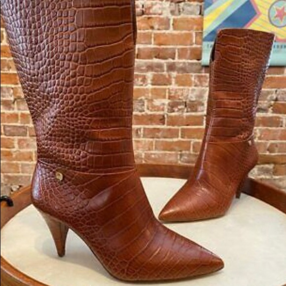 Louise et Cie Teracotta Croco boots 7 leather new - Picture 1 of 7